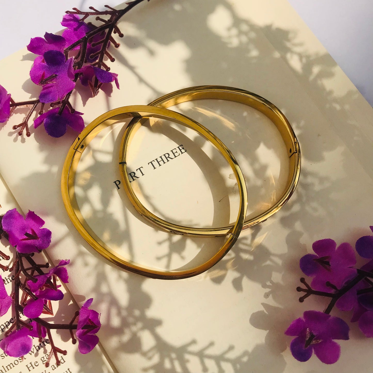 Stainless Steel Handcuff Bracelet – Gold Color with Crystal Detailing