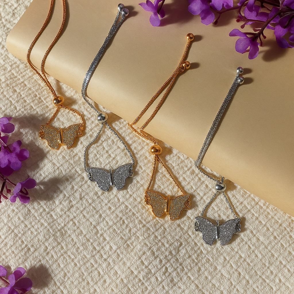 π¦ Butterfly Charm Bracelet β¨ Gold & Silver Options | Style Solo or Pair as a Dual Set