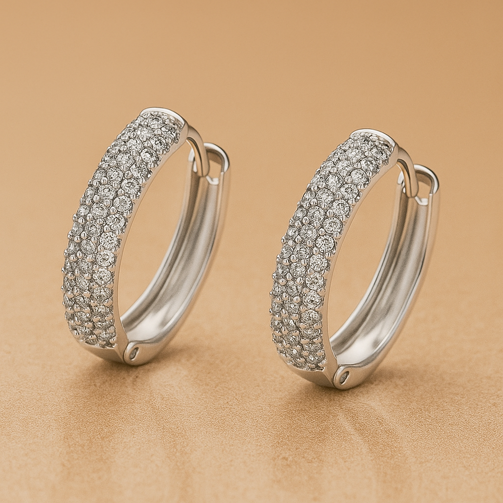 Silver Grace Double Pavé Hoop Earrings -Elegant Modern Shine ✨