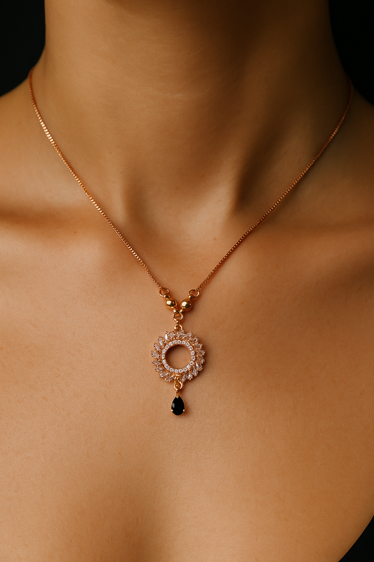 Gold Radiance Pendant with Teardrop Charm ✨