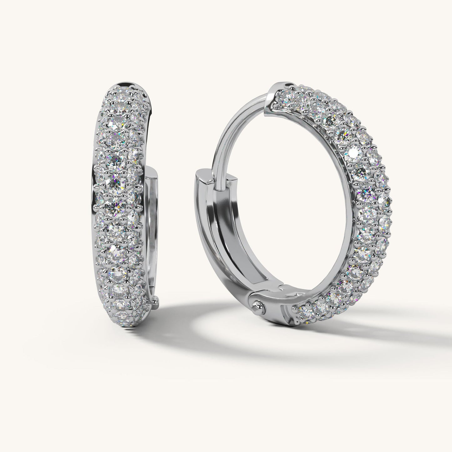 Silver Grace Double Pavé Hoop Earrings -Elegant Modern Shine ✨