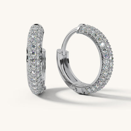 Silver Grace Double Pavé Hoop Earrings -Elegant Modern Shine ✨